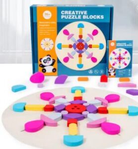 Baby Wooden Creative Color Blocks Set Building Puzzle Blocks Educational Toy