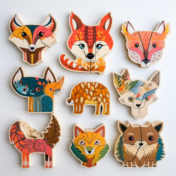 Wooden Animal-themed Kids Puzzle Set