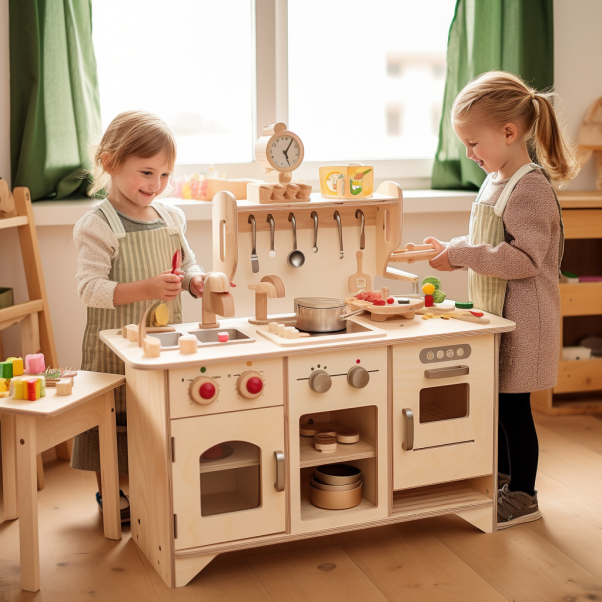 Wooden Pretend Play Kitchen Set