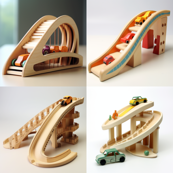 Wooden Car Ramp Toy - Toddler-Friendly Racing Fun