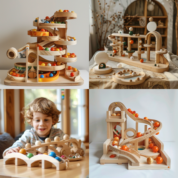 Montessori Wooden Marble Run