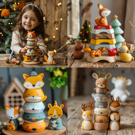 Forest Animals Wooden Stacking Toy,