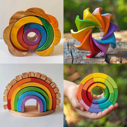 wooden Rainbow Wheel Grasping Toy