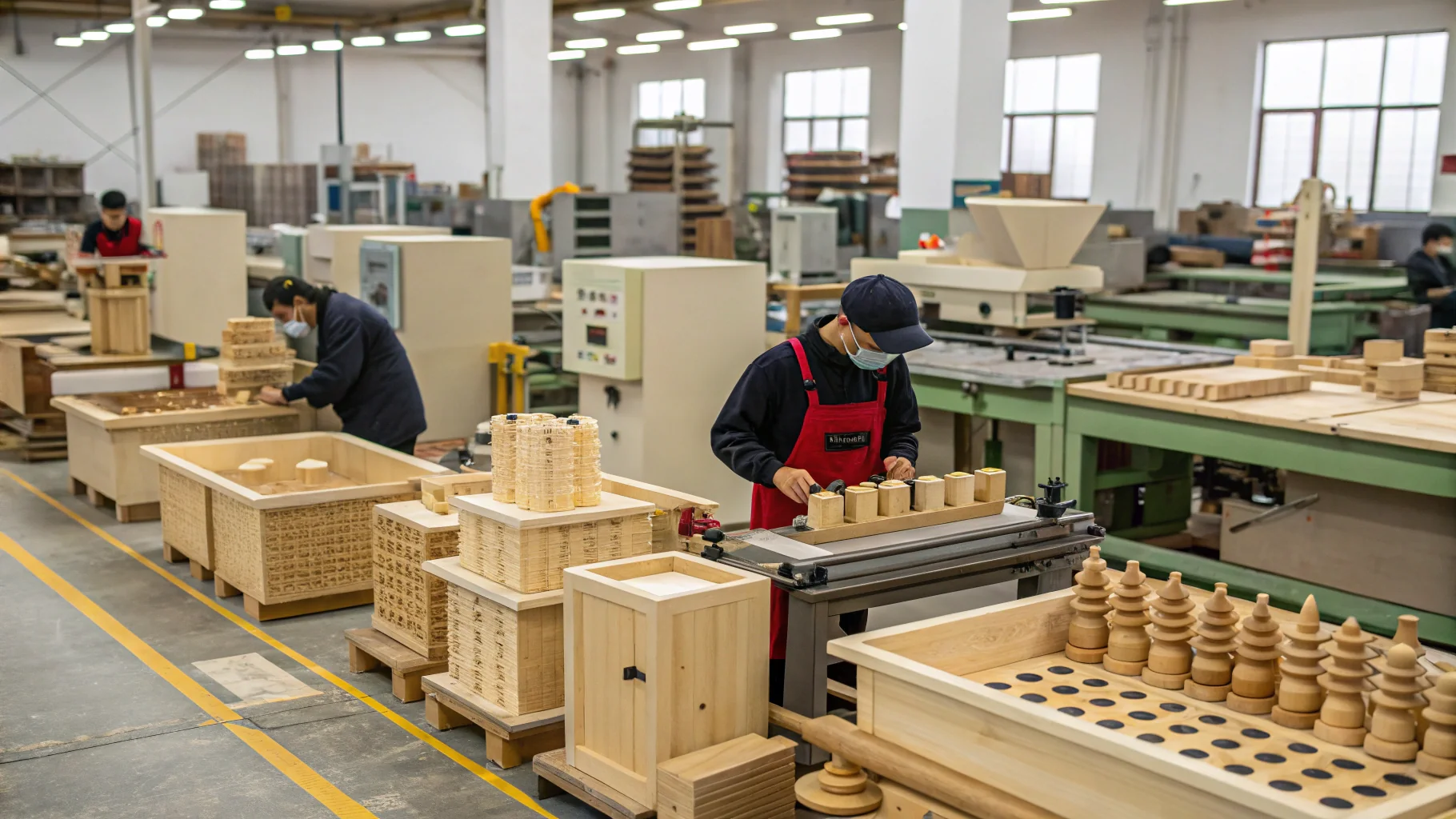 A workshop filled with custom wooden toys and CNC machines