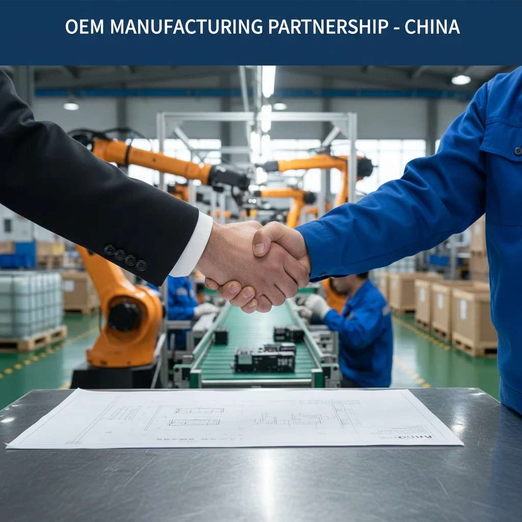 A handshake sealing a business deal in a factory setting