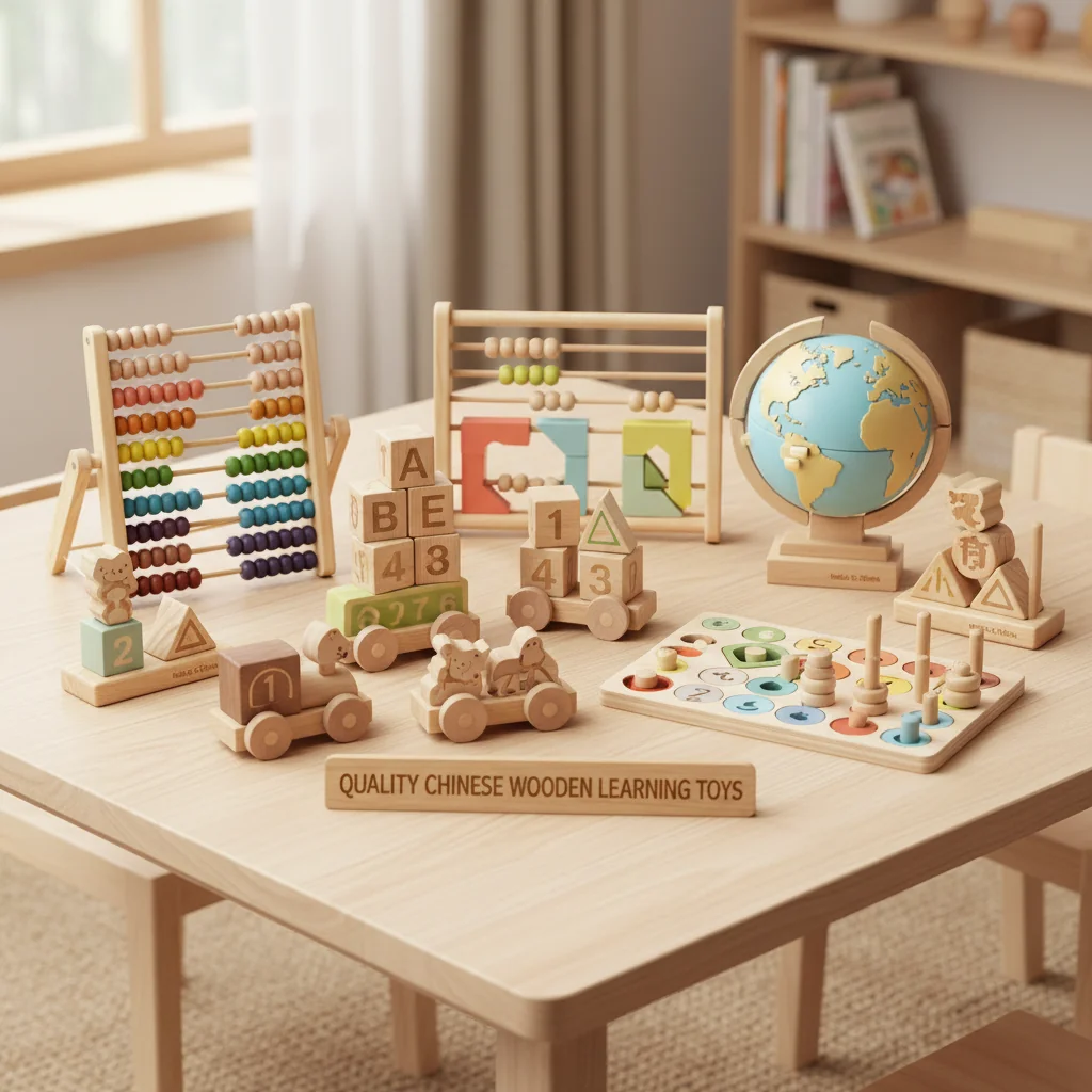 A collection of beautifully crafted wooden learning toys made in China, showcasing quality and design.