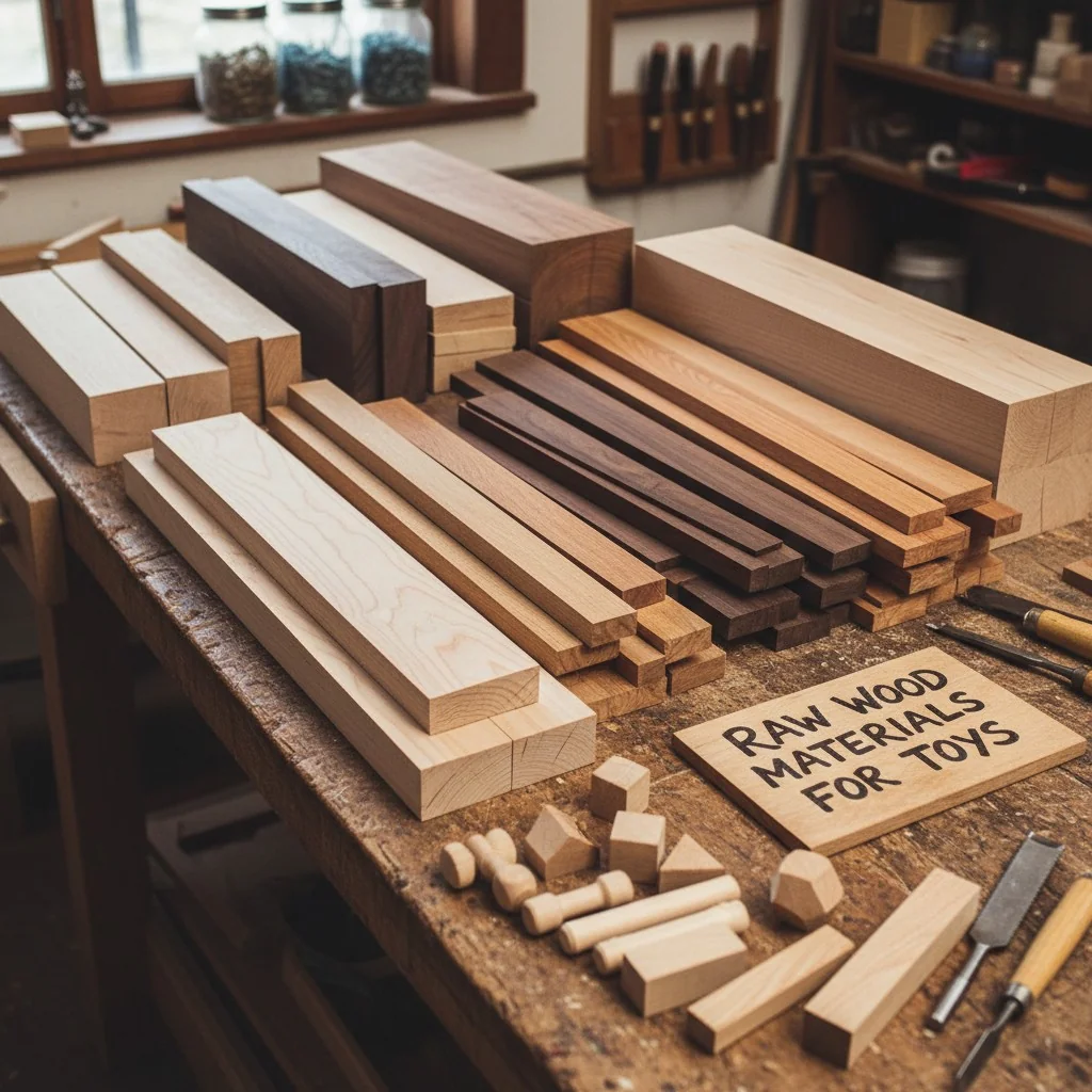 An array of different types of wood planks, showing various grains and colors, ready for selection.