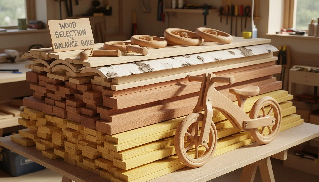 Stack of different types of wood planks like birch, beech, and pine